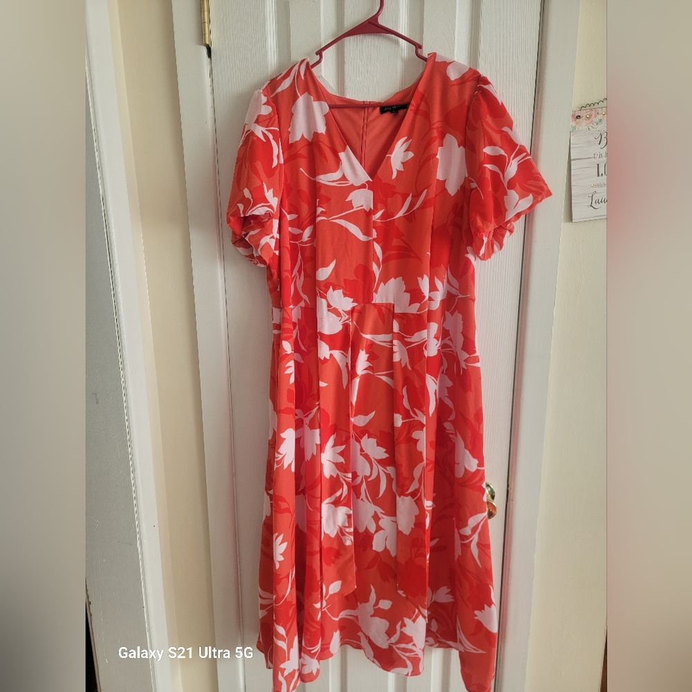Lane Bryant orange floral dress Sz.18